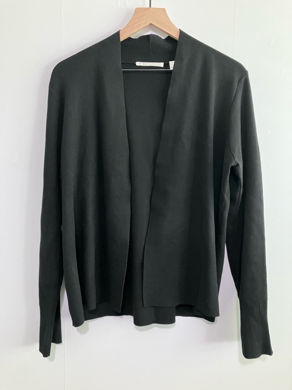 Cyrus Black Open Front Long Sleeve Cardigan Sweater Size Large